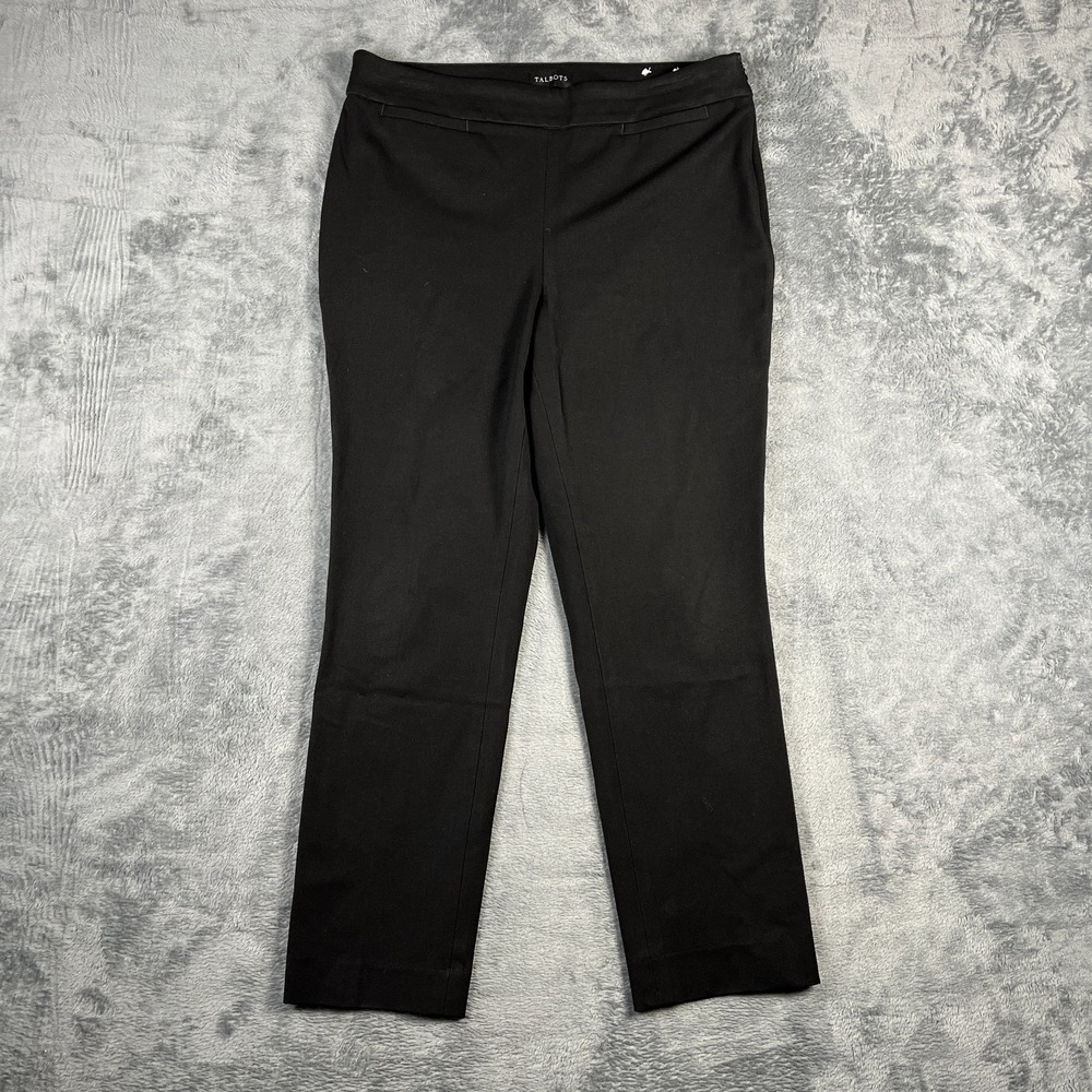 Talbots Refined Bi Stretch Pants Womens 8 Petite Black Stretch Side Zip Business